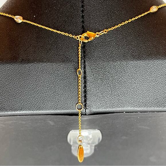 Anthropologie Serafina Boho Dainty Gold Tone Crystal Choker Necklace 14" - Picture 3 of 4